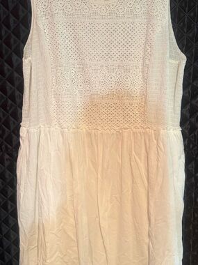 Lane Bryant White Cotton Eyelet Tiered Dress